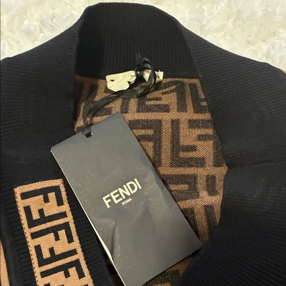 Fendi Brown & Black FF Logo Knit Pencil Skirt - Picture 8 of 9